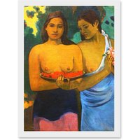 Artery8 Paul Gauguin Two Tahitian Women Old Master Painting Artwork Framed Wall Art Print A4 in White