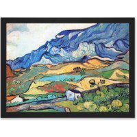 Artery8 Vincent Van Gogh Les Alpilles Mountain Landscape Artwork Framed Wall Art Print A4 in Black