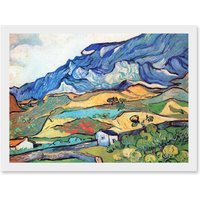 Artery8 Vincent Van Gogh Les Alpilles Mountain Landscape Artwork Framed Wall Art Print A4 in White