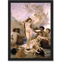 Artery8 William Adolphe Bouguereau Birth Of Venus Old Painting Artwork Framed Wall Art Print A4 in Black