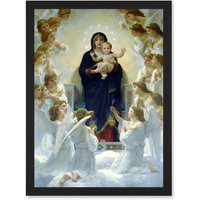 Artery8 William Adolphe Bouguereau Virgin With Angels Old Painting Artwork Framed Wall Art Print A4 in Black