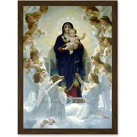 Artery8 William Adolphe Bouguereau Virgin With Angels Old Painting Artwork Framed Wall Art Print A4 in Brown