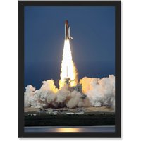 Artery8 Shuttle Discovery Launch NASA International Space Station Artwork Framed Wall Art Print A4 in Black