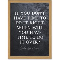 Artery8 Slate Quote John Wooden Do It Right Do It Over Basketball Coach Inspiring Sports Artwork Framed Wall Art Print A4 in Light Oak