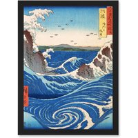 Artery8 Naruto Whirlpool Awa Province Utagawa Hiroshige Japan Artwork Framed Wall Art Print A4 in Black