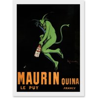 Artery8 Advert Maurin Le Puy Quina Alcohol Cappiello Aperitif France Artwork Framed Wall Art Print A4 in White