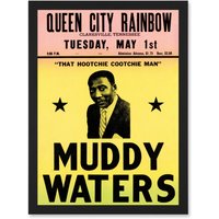 Artery8 Music Concert Advert Muddy Waters Legend Blues USA Hootchie Cootchie Man Artwork Framed Wall Art Print A4 in Black