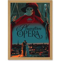 Artery8 Film Movie Paris Skull Laemmle Phantom Opera Musical Artwork Framed Wall Art Print A4 in Light Oak