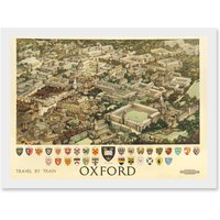 Artery8 Travel Train Oxford England British Railways Crest Coat Of Arms Heraldry UK Artwork Framed Wall Art Print A4 in White
