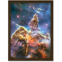 Artery8 Space Stars Nebula Galaxy Universe Hubble Mystic Mountain Cosmos Artwork Framed Wall Art Print A4 in Brown
