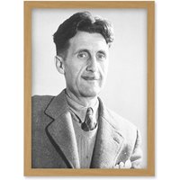 Artery8 Vintage Photo Portrait 1984 Writer Author George Orwell Artwork Framed Wall Art Print A4 in Light Oak