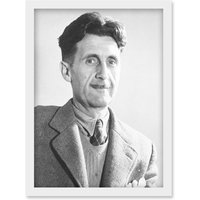 Artery8 Vintage Photo Portrait 1984 Writer Author George Orwell Artwork Framed Wall Art Print A4 in White
