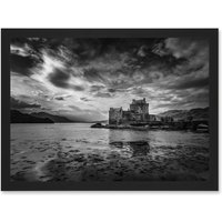 Artery8 Scottish Photo Landscape Eilean Donan Castle Scotland Black White Artwork Framed Wall Art Print A4
