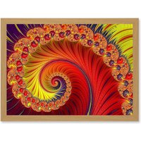 Artery8 Photo Fractal Flower Spiral mandelbrot Artwork Framed Wall Art Print A4 in Light Oak