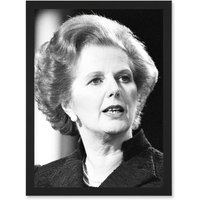 Artery8 Photo Portrait Margaret Thatcher Prime Minister Britain UK Artwork Framed Wall Art Print A4 in Black