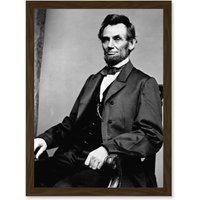Artery8 Vintage Photo Portrait Honest Abe Abraham Lincoln President America USA Artwork Framed Wall Art Print A4 in Brown