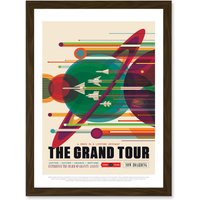 Artery8 The Grand Tour Nasa Space Tours Travel Jupiter Saturn Uranus Neptune Artwork Framed Wall Art Print A4 in Brown