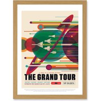 Artery8 The Grand Tour Nasa Space Tours Travel Jupiter Saturn Uranus Neptune Artwork Framed Wall Art Print A4 in Light Oak