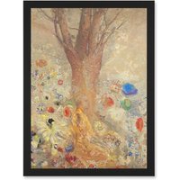 Artery8 Odilon Redon The Buddha Lotus Tree Painting Artwork Framed Wall Art Print A4 in Black