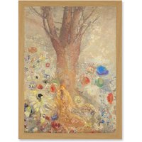 Artery8 Odilon Redon The Buddha Lotus Tree Painting Artwork Framed Wall Art Print A4 in Light Oak
