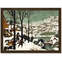 Artery8 Pieter Bruegel The Elder Hunters In The Snow Winter Painting Artwork Framed Wall Art Print A4 in Brown