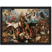 Artery8 Pieter Bruegel The Elder The Fall Of The Rebel Angels Painting Artwork Framed Wall Art Print A4 in Black