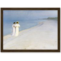 Artery8 PS Kroyer Summer Evening Walking Skagens Beach Painting Artwork Framed Wall Art Print A4 in Brown