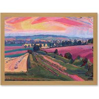 Artery8 Spencer Gore The Icknield Way Landscape Painting Artwork Framed Wall Art Print A4 in Light Oak
