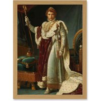 Artery8 Gerard Portrait Emperor Napoleon I Bonaparte France Artwork Framed Wall Art Print A4 in Light Oak