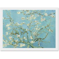 Artery8 Vincent Van Gogh Almond Blossom Painting Artwork Framed Wall Art Print A4 in White