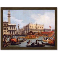 Artery8 Canaletto Bucentaurs Return Venice Italy Painting Artwork Framed Wall Art Print A4 in Brown