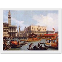 Artery8 Canaletto Bucentaurs Return Venice Italy Painting Artwork Framed Wall Art Print A4 in White