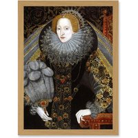 Artery8 Queen Elizabeth I England Portrait Painting Royal Historic Artwork Framed Wall Art Print A4 in Light Oak