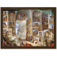 Artery8 Panini Ancient Rome Monuments Allegory Painting Artwork Framed Wall Art Print A4 in Brown