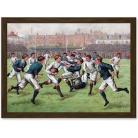 Artery8 Scotland England 1893 Rugby Union Football Match Painting Artwork Framed Wall Art Print A4 in Brown