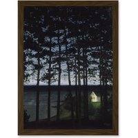 Artery8 Sohlberg Fisherman'S Cottage Landscape Forest Painting Artwork Framed Wall Art Print A4 in Brown