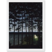 Artery8 Sohlberg Fisherman'S Cottage Landscape Forest Painting Artwork Framed Wall Art Print A4 in White