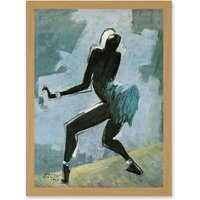 Artery8 Colin Dancer Entertainer Josephine Baker Painting Artwork Framed Wall Art Print A4 in Light Oak