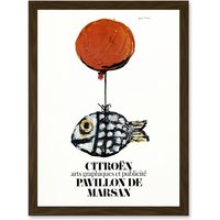 Artery8 Francois Automobile Exhibition Marsan Pavilion Fish Balloon Advert Artwork Framed Wall Art Print A4 in Brown
