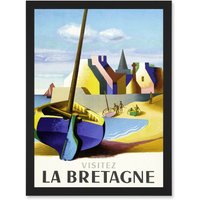 Artery8 Nathan Visit Brittany Bretagne Railway Travel Advert France Artwork Framed Wall Art Print A4 in Black