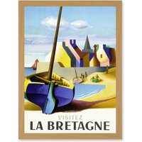 Artery8 Nathan Visit Brittany Bretagne Railway Travel Advert France Artwork Framed Wall Art Print A4 in Light Oak
