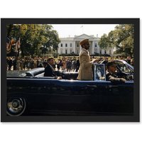 Artery8 Parade President John F Kennedy Emperor Haile Selassie Photo White House Artwork Framed Wall Art Print A4 in Black