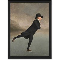 Artery8 Raeburn Skating Minister Duddingston Painting Artwork Framed Wall Art Print A4 in Black