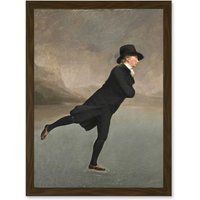 Artery8 Raeburn Skating Minister Duddingston Painting Artwork Framed Wall Art Print A4 in Brown