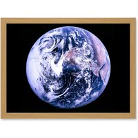 Artery8 Space Nasa Earth Apollo 17 Blue Marble Photograph Artwork Framed Wall Art Print A4 in Light Oak