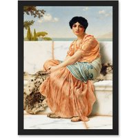 Artery8 Godward Reverie Days Of Sappho Antiquity Painting Artwork Framed Wall Art Print A4 in Black