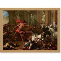 Artery8 Ricci Perseus Phineus Head Medusa Gorgon Greek Myth Painting Artwork Framed Wall Art Print A4 in Light Oak