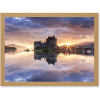 Artery8 Syxaxis Eilean Donan Castle Kyle Lochalsh Scotland Photo Artwork Framed Wall Art Print A4 in Light Oak