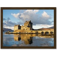 Artery8 Iliff Eilean Donan Castle Kyle Lochalsh Scotland Photo Artwork Framed Wall Art Print A4 in Brown