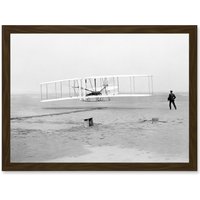 Artery8 Daniels First Flight Wright Brothers 1903 Photo Aviation Artwork Framed Wall Art Print A4 in Brown